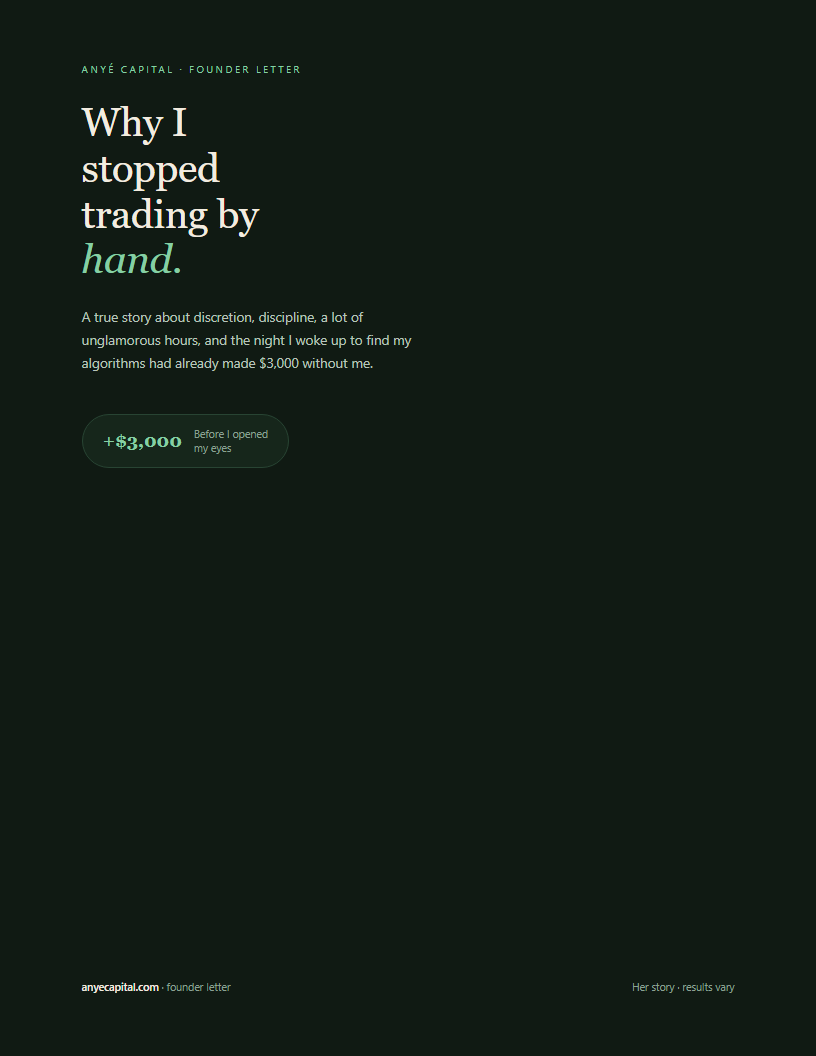 Cover of the free founder letter: Why I Stopped Trading By Hand